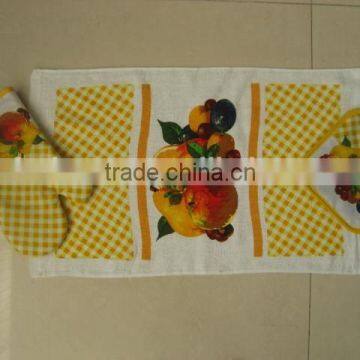 handmade lemon pattern kitchen towels oven mitts and pot holder