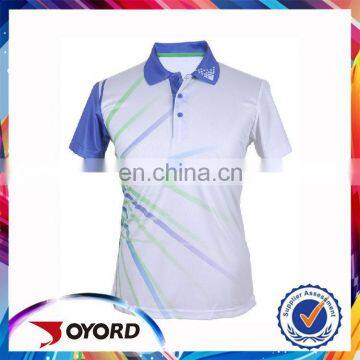 Guangzhou all over sublimation men golf shirt, stylish blue golf wear for sport