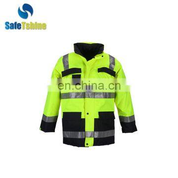 traffic safety hi vis workwear reflective winter jacket