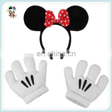 Children Unisex Party Minnie Mouse Ears Headband and Gloves Set HPC-0722