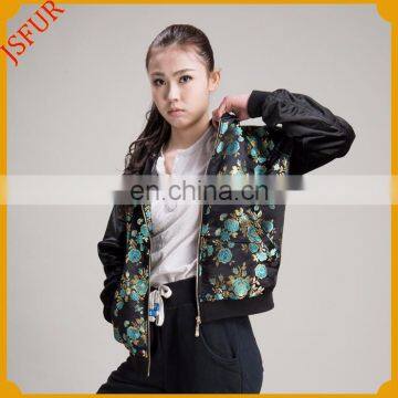 The cool black printing velvet pilot jacket womens
