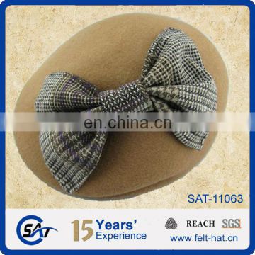 decorated wool felt ascot cap with bowtie