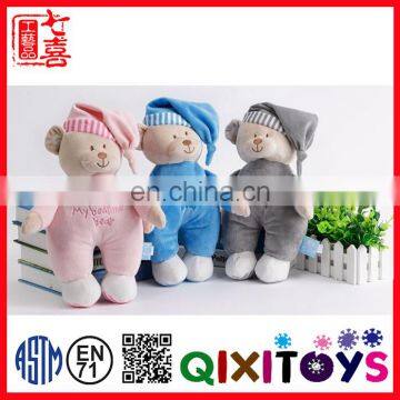 wholesale mini teddy bear blue color stuffed plush sleeping teddy bear toy for baby