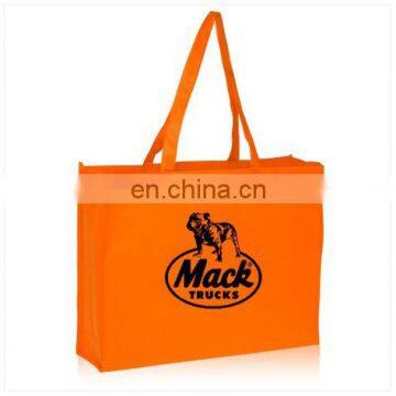 Fashion orange non woven fabric bag with black printing