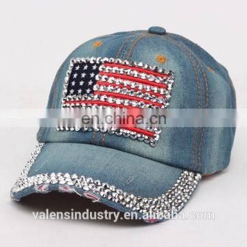 Jean Snapback Hat Cap Baseball Hat Cap Women Bling Hats Retro Distressed Crystal Blue Denim Men Hat Cap photo-5