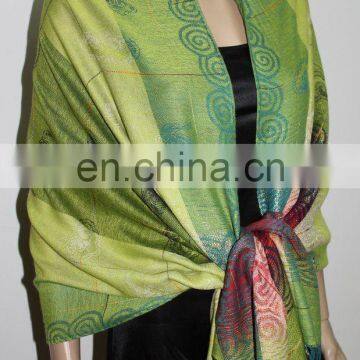 JDP-023_17# Silk shawl lucky cloud with golden thread pattern