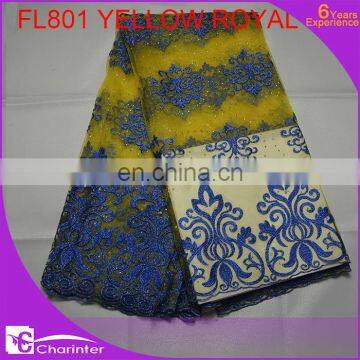 Free Shipping French Lace Embroidery Swiss Voile Lace Evening Dress With Stone photo-2