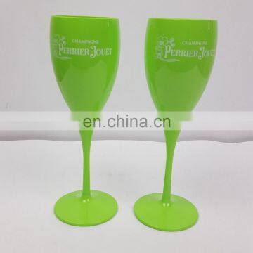 Green Plastic/Acrylic Champagne Flute With Perrier Jouet logo printed