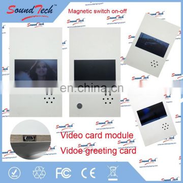 7 inch video greeting card, lcd video in print, invitation lcd video greeting card