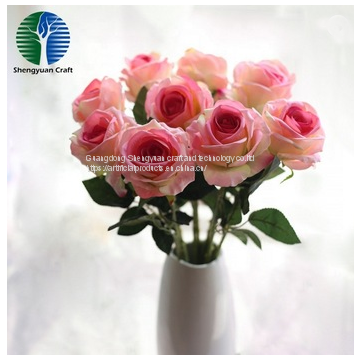 Pink flower rose iron wire wedding bouquet artificial flower wholesale for decoration