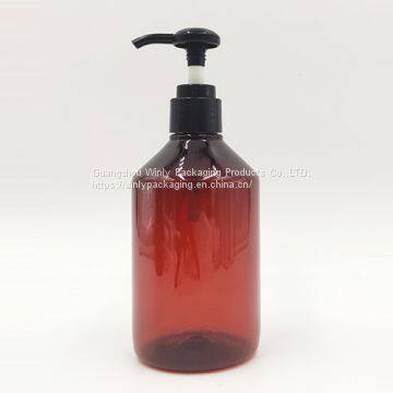 Amber Color PET Plastic Bottle Packaging for Liquid Soap With Pump photo-3