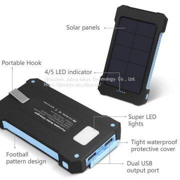 Solar Power Bank Dual USB Power Bank 20000mAh Waterproof Battery Charger photo-3