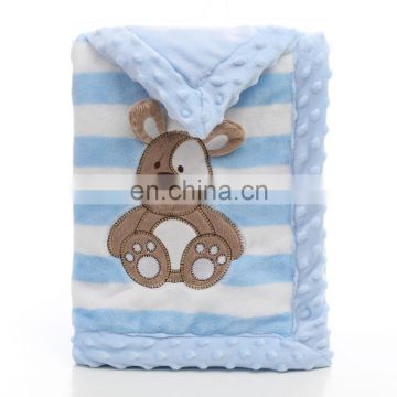 100% Polyester 2 Layer Simple Printed Baby Flannel Blanket Custom