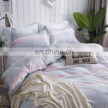 2020 Summer New Arrival Household Products Leaves Plaid Simple Style Aloe Cotton Bed Linen Comforter Bedding Set Cheap Price photo-4