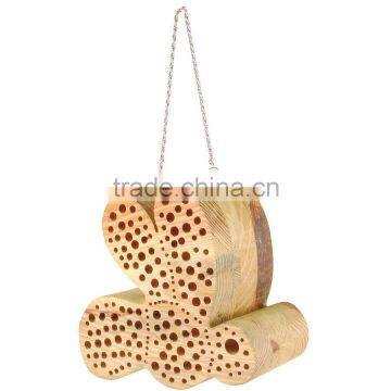 Custom hanging wooden bee house, decorative wood bee houses