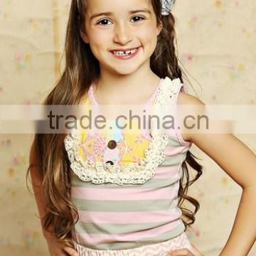 custom children clothes high quality fashion strip pink and grey baby shirts