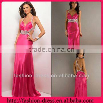 2013 New Arrival Eyes Catching Beaded Halter Floor Length Sexy Evening Dress