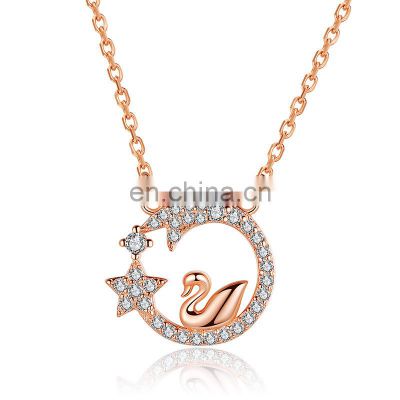 Women Jewellery 925 Sterling Silver Swan Pendant Necklace