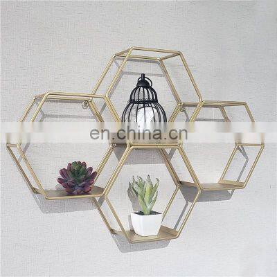 Home Decor Geometric Shape Wall Display Shelf Metal Iron Steel Wall Mount Shelf