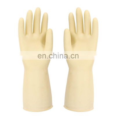 Sunnyhope custom industrial Not Powder Free Powdered latex long cuff White Rubber gloves