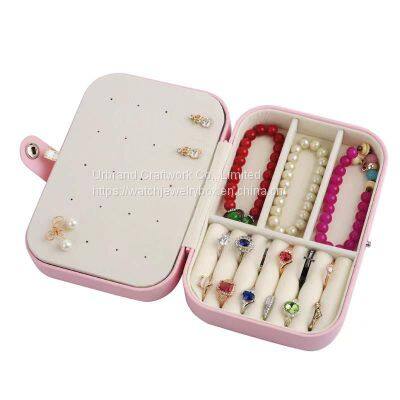 Beige Pink Light Pink 3 Colors Leather Jewelry Box Mini Jewelry Storage Box photo-3