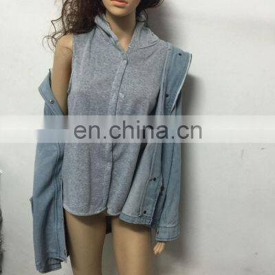 Wholesale Custom 2 Pieces Matching Clothes Woman Vest & Jacket Winter Warm Collar Hooded Coat Jacket Denim Trench Parka Outwear photo-5