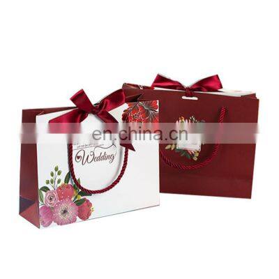 luxury customized printed logo euro tote brown shopping kraft paper gift bags with ribbon handle