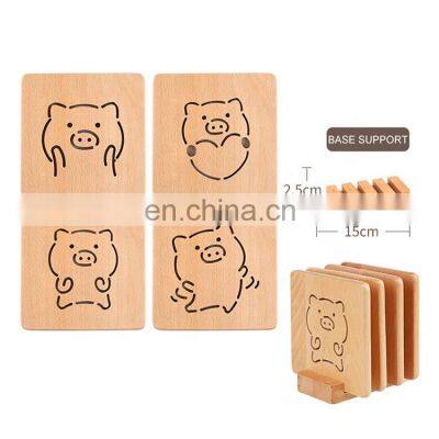 In Stocked Customized Irregular Cup Mat Pad Drink Cup Coasters Beech Coasters for Bar Party