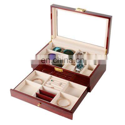 Manufacturer's spot paint baking wooden double-layer Watch Jewelry Box double-layer drawer glasses storage  watch storage box