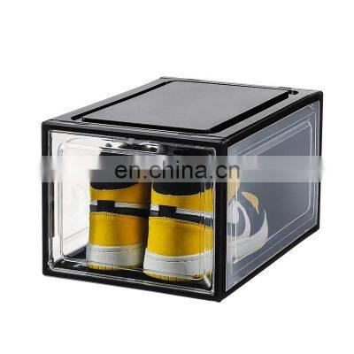 Plastic Stackable Shoe Box Magnetic Front Transparent Shoe Container Storage Box Clear Custom Jordan Shoe Case Sneaker Box photo-2