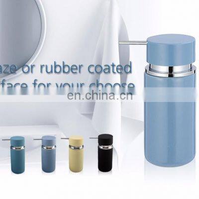 European Style Rubber Coated Surface Ceramic Bathroom Accessories Set Soap Dispenser photo-2