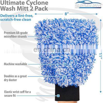 Ultra Absorbent Customize High Quality Premium Chenille Stock Cloth Microfiber Car Wash Mitt Scratch Free Car Wash Glove