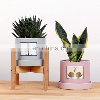 Nordic Modern Decorative Plant Pots Ceramic Cylinder Succulent Planter Plant Flower Pot With Tray Drainage Hole