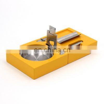 Made in china yellow lacquered promotion ashtray wholesale custom made wooden cigar ashtray