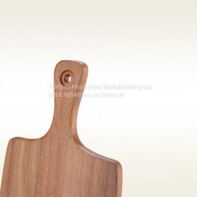 Custom Acacia Wood Cutlery Serving Board With Handle Wooden Kitchen Cutting Chopping Blocks Cheese Food Board