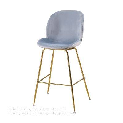 Velvet Bar Chair Hotel High Metal Legs DB-R30