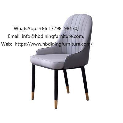 Leather High Back Metal Leg Dining Chair