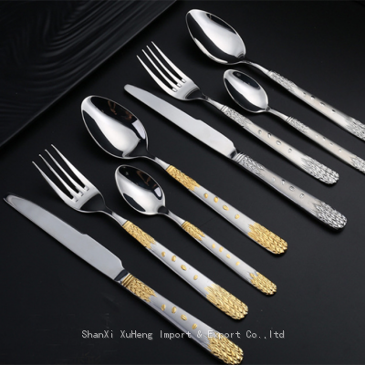 Sun Flower Gilded Cutlery Set Stainless Steel Flatware Kitchen Silverware Steak Tableware Dinnerware Spoon Fork Knife photo-2