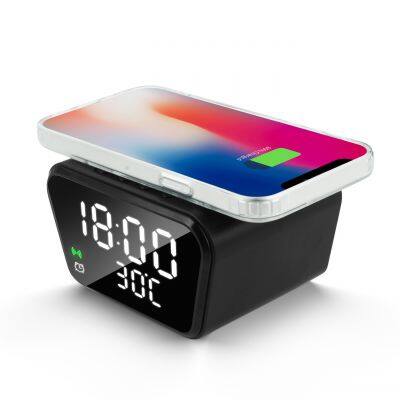 Universal Wireless Charger with Digital Clock Portable Chargers 15W Fast Wireless Charger Stand