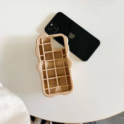 Cartoon 3D Bear Phone Case For IPhone 13 11 12 Pro Max 15Pro Max Shockproof Soft Silicone Lens Protective Back Cover photo-3