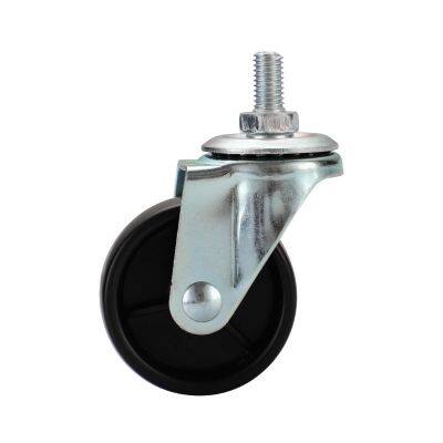Casters 1.5-Inch 2-Inch 2.5-Inch 3-Inch Black PP Flat Universal Wheel Fixed Edge Brake Screw Stroller Wheels Wholesale photo-4