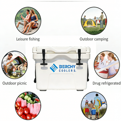 25L/26qt Rotomolded Insulated Ice Chest Durable Cooler Box for Camping and Fishing