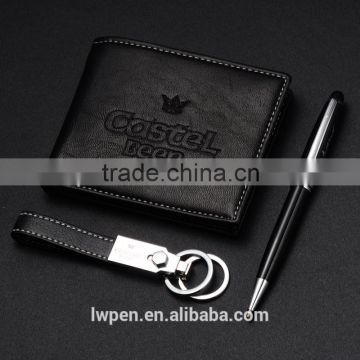 Hot sale bulk business card holder and pen keychain gift set