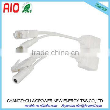 1 to 2 RJ45 Female to RJ45 Male + DC Connector Power Over Ethernet POE Adapter Cable - White