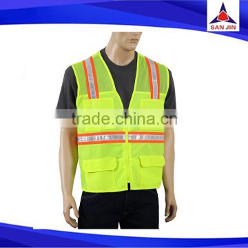 2016 High visibility yellow polyester reflective safety vest