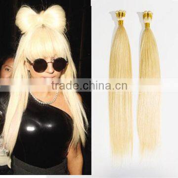 Human virgin Lady super star remy blonde hair extensions