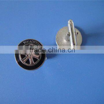 Brass Silver Wheel Tyre Treadstone Enamel Black Metal Cufflinks