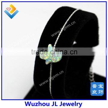 925 Sterling Silver Chain White Opal Hamsa Bracelet photo-6