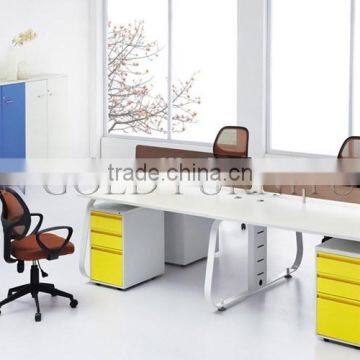 Small size 4 person office partition with fixed pedestal