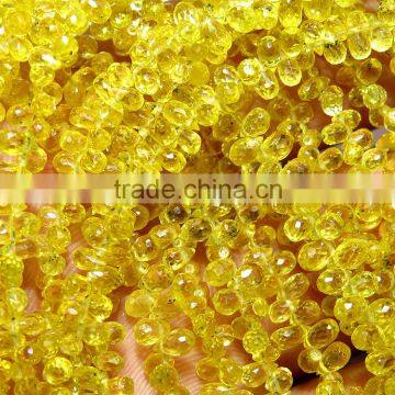 Yellow Sapphire Faceted Drops Shape Beads